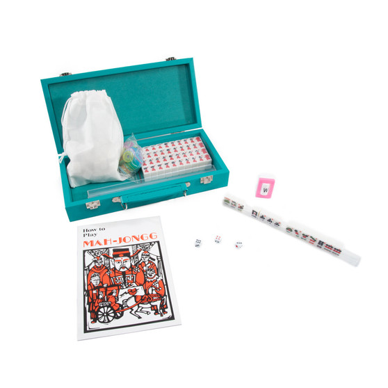 Mini Travel Mahjong Set 3941 Teal Case 12 L x 5.625 W x 2.25" H