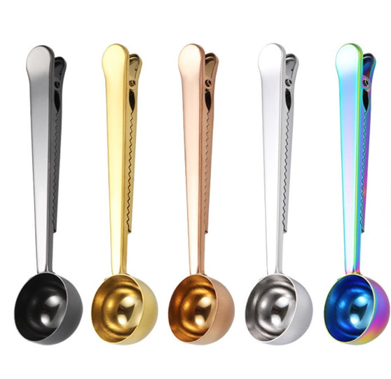 Strong as Expresso D4428 Coffee Protein Scoop & Clip Stainless Steel 6.75" L