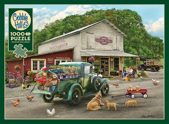 General Store 40001 Golden Retriever 1000 pc Jigsaw Puzzle Cobble Hill 26.6 x 19.2"