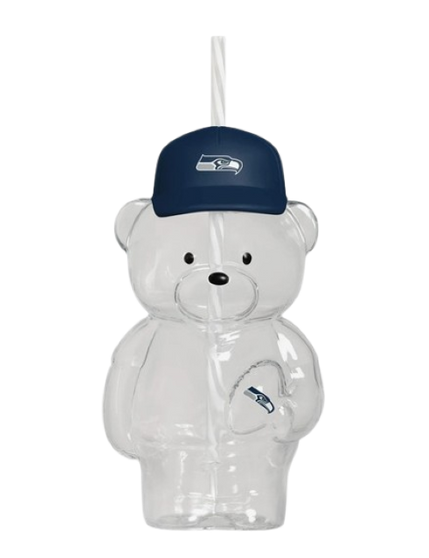 Seattle Seahawks NFL 3D Shaped Bear Tumbler 20 oz Glass 7.5" H