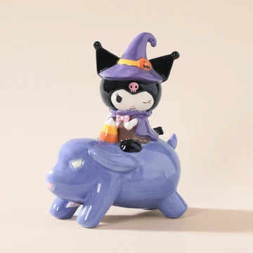 Kuromi Witch Riding Baku Ceramic Figurine 7" H Blue Sky Hello Kitty