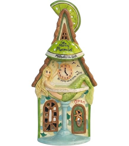 The Merry Mermaid Margarita Bar Ceramic Candle House 8.25" H Blue Sky Clayworks