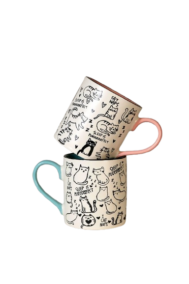 Cat Nap 79982 Cute Kitten Ceramic Coffee Mug Tea Cup 21 oz Blue Sky