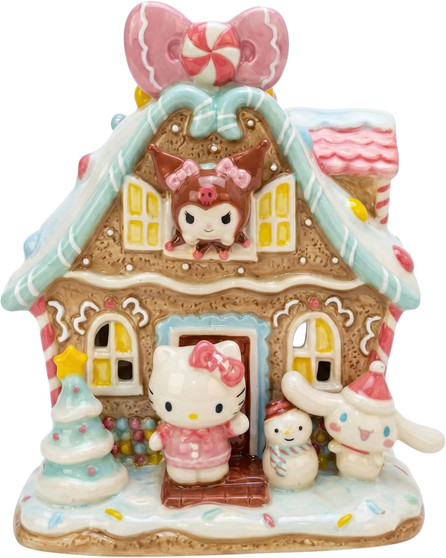 Hello Kitty Kuromi Cinnamoroll Gingerbread Ceramic Candle House 6" H