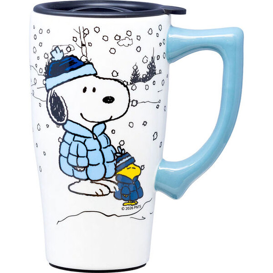 Snoopy Woodstock Puffer Jacket Coat Travel Mug Peanuts