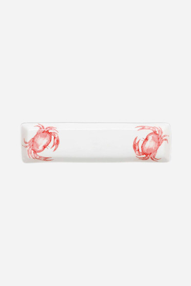 Red Crab D8566 Rectangle Serving Plate Tray Ceramic 12.8 x 3.5" White