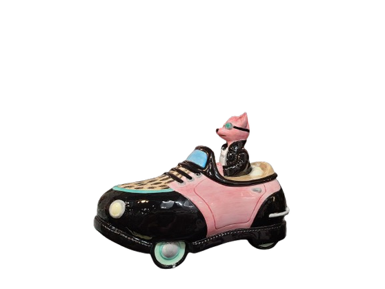 Pink Attitude Cruising Chihuahua 66042 Ceramic 3D Shaped Cookie Treat Jar 11" L