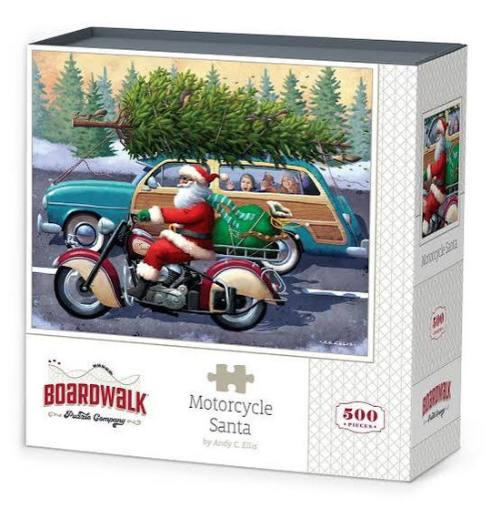 Motorcycle Santa 500 Piece Jigsaw Puzzle 16 x 20" Boardwalk