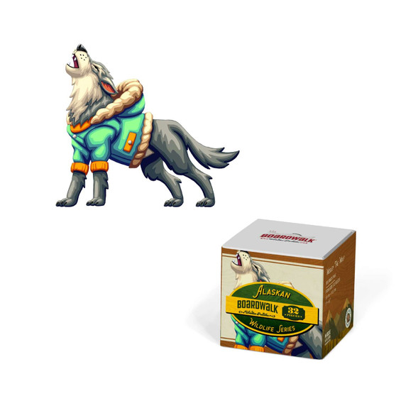 Wesley the Wolf 32 Pieces Wooden Jigsaw Mini Personal Puzzle 7 x 6.5" USA