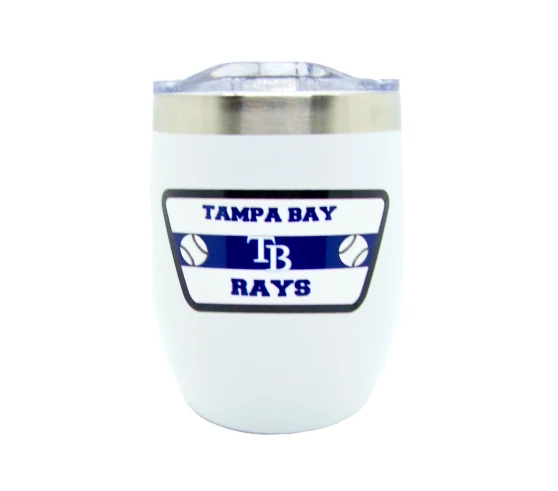 Tampa Bay Rays MLB Stainless Steel Stemless Wine Glass Tumbler 16 oz White