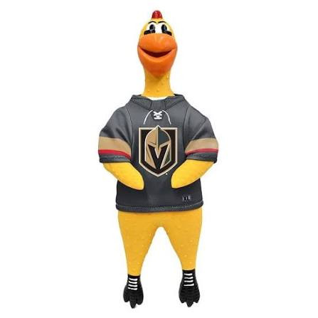 Las Vegas Golden Knights NHL Rubber Chicken Pet Toy 13" H Cluckenberry Removable Jersey