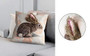 ManualWW Brown Easter Bunny Rabbit Printed Throw Pillow with Faux Fur 3D Ears 18 X 18