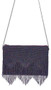 Ultra Violet Fringe Beaded Club Bag Evening Clutch Purse w/ Strap Purple
