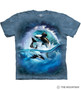 Orca Wave Killer Whale Unisex Adult T-Shirt Blue by The Mountain 100% Cotton