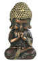 Sleeping Baby Buddha Resting Serene Statue 7.8" H Bronze Gold Double Lotus Resin