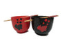 Koi Fish BST125 Bowl Set Chopsticks Rice Ramen Red Black