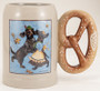 Dancing Dachshund 1878 Pretzel Handle Ceramic Beer Stein Mug 0.5 L 16.9 oz