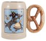 Dancing Dachshund 1878 Pretzel Handle Ceramic Beer Stein Mug 0.5 L 16.9 oz