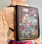 Alice in Wonderland Floating Tea Cup Book Shaped Backpack Bag Purse Green 11" H Vinyl