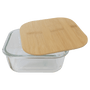 GSC201 - 18 oz. Square Glass Container with Laserable Bamboo Lid