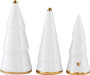 White & Gold Ceramic Trees Set of 3 Tabletop Decoration 3.85" by Santa Barbara Studio