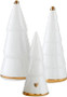 White & Gold Ceramic Trees Set of 3 Tabletop Decoration 3.85" by Santa Barbara Studio