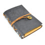 Bamboo 21303 Grey Embossed Vegan Leather Binder Style Journal Notebook with Strap  5 x 7