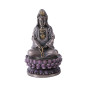 Kuan Yin on Lotus with Mala Beads Mini Figurine 3.4" H Cold Cast Bronze Resin