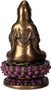 Kuan Yin Purple Lotus Mala Beads Mini Figurine 3.4" H Cold Cast Bronze Resin