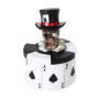 Ace of Spades 12313 Poker Chip Top Hat Skull Mini Earring Trinket Box Resin 3" H