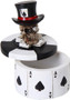 Ace of Spades 12313 Poker Chip Top Hat Skull Mini Earring Trinket Box Resin 3" H