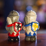 Black and White Knight Magnetic Ceramic Salt and Pepper Shaker Set 3.5" H
