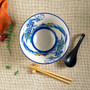 Great Wave Ramen Bowl Spoon Chopsticks and Rest Serving Set 6" D Porcelain Nagomi