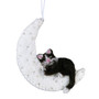 Black Kitty Moon 471495 Tuxedo Cat Wild Woolies Felted Sheep Wool Ornament 4" L