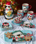 Christmas Whimsy Penguin 21752 Susan Winget Oval Chip & Dip Tray 15 x 6 Bowl 4.75 x 2" Melamine