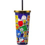 Peanuts Gang 21679 Snoopy Woodstock Sticker Art Foil Tumbler Cup w/ Straw 20 oz