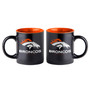 Denver Broncos NFL Black Matte Ceramic Coffee Cup Mug 14 oz Orange Interior