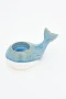 Blue White Whale D7309 Ceramic Tealight Holder 5.5" L
