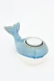 Blue White Whale D7309 Ceramic Tealight Holder 5.5" L