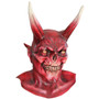 Red Devil 26342 Two Giant Horns Full Head Cosplay Costume Latex Mask Adult One Size