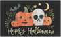 Skull Pumpkin Spooky Season 29 x 17 Halloween Entryway Rug Floor Mat USA Rubber Backing by Highland Home