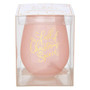 Full of Christmas Spirit 7724 Pink Gold Foil Jumbo Stemless Wine Glass 30 oz Holds Full Bottle 5.7" H