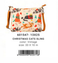 Christmas Cats 601547 Canvas Leather Zipper Crossbody Sling Bag 10" L by Cott n Curls