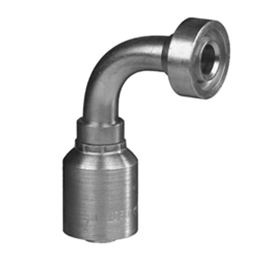 3/4" Hose X 1" Super Cat Flange, BW2312-16SC90 90 Degree Hydraulic Crimp Fitting, W-Series