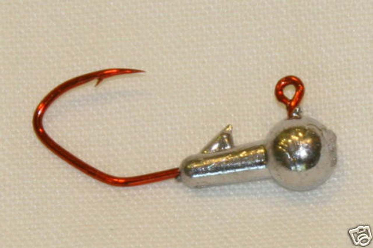 100 RED LEAD JIG HEADS assorted sizes 3/8 1/4 1/8 oz WALLEYE AND CRAPPIE  JIGS