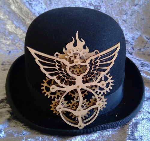 Winged Flames Geared Brooch/Pendant