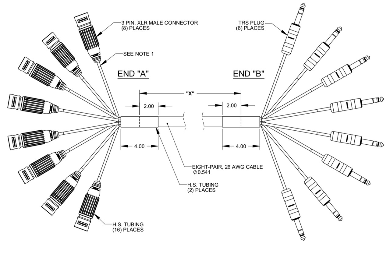 Switchcraft 8 Channel Balanced Audio Snake 1 4 Trs To Xlr M