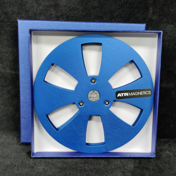 ATR 1/4" Empty 7" Blue Slotted Metal Reel with Cardboard Box