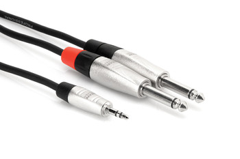 Hosa Pro Stereo Breakout - REAN 3.5 mm TRS to Dual 1/4 in TS Hosa Pro Stereo Breakout - REAN 3.5 mm TRS to Dual 1/4 in TS