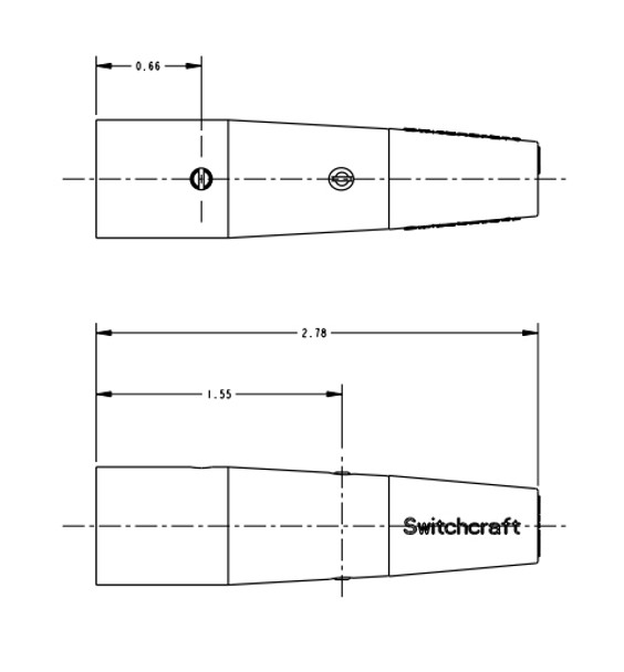 Switchcraft A3MBAU A Series 3 Pin XLR Male Cable Mount, Gold Pins, Black